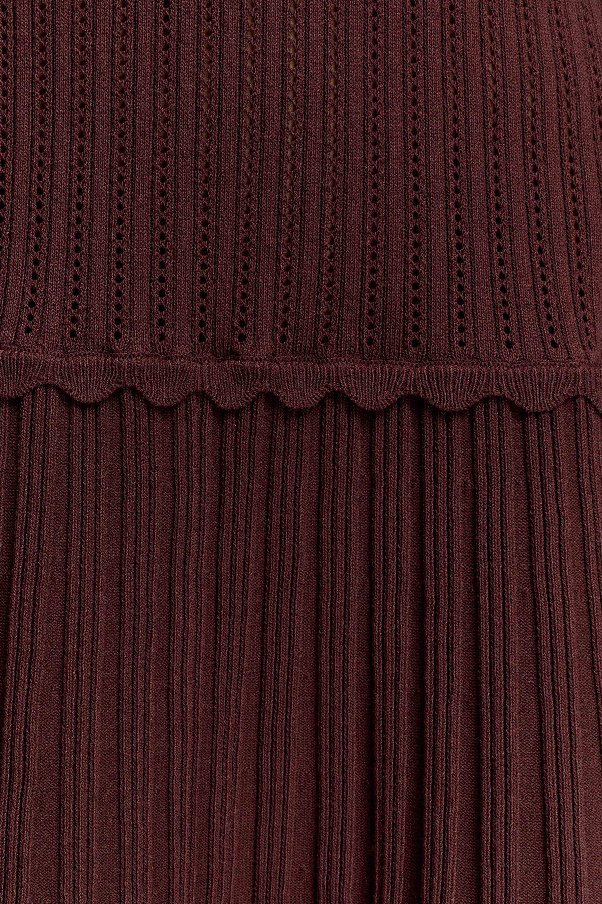 Adena Pointelle Knit Mini Dress Chocolate
