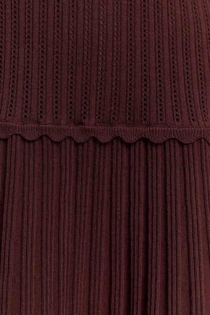 Adena Pointelle Knit Mini Dress Chocolate