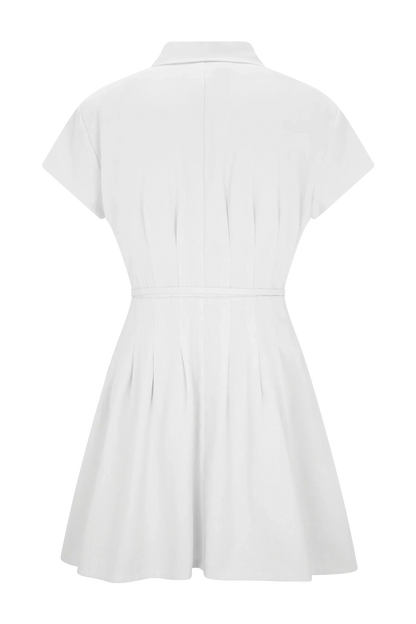 Aysha Buttoned Linen Mini Dress White