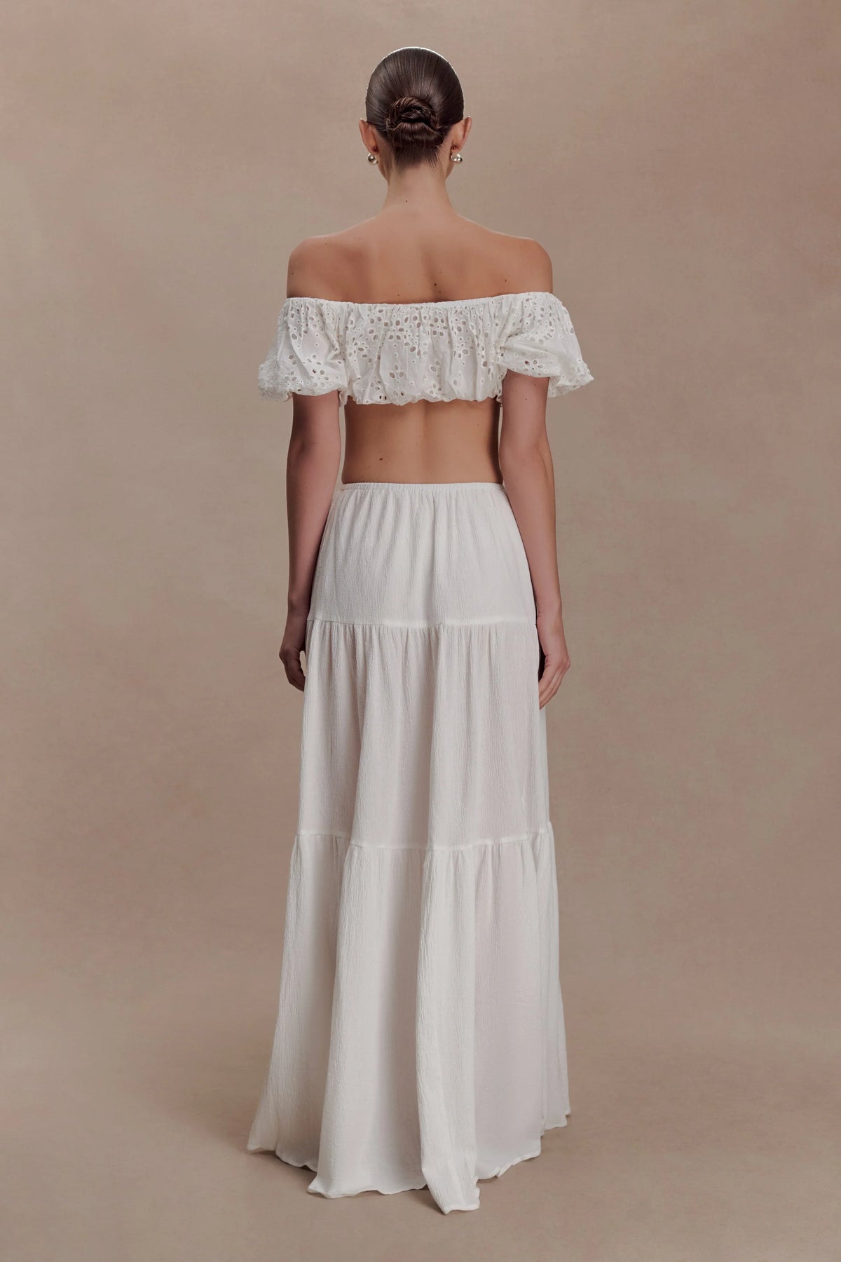 Autumn Off Shoulder Broderie Top White
