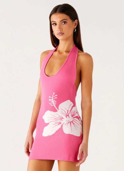 Aloha Knit Mini Dress Pink