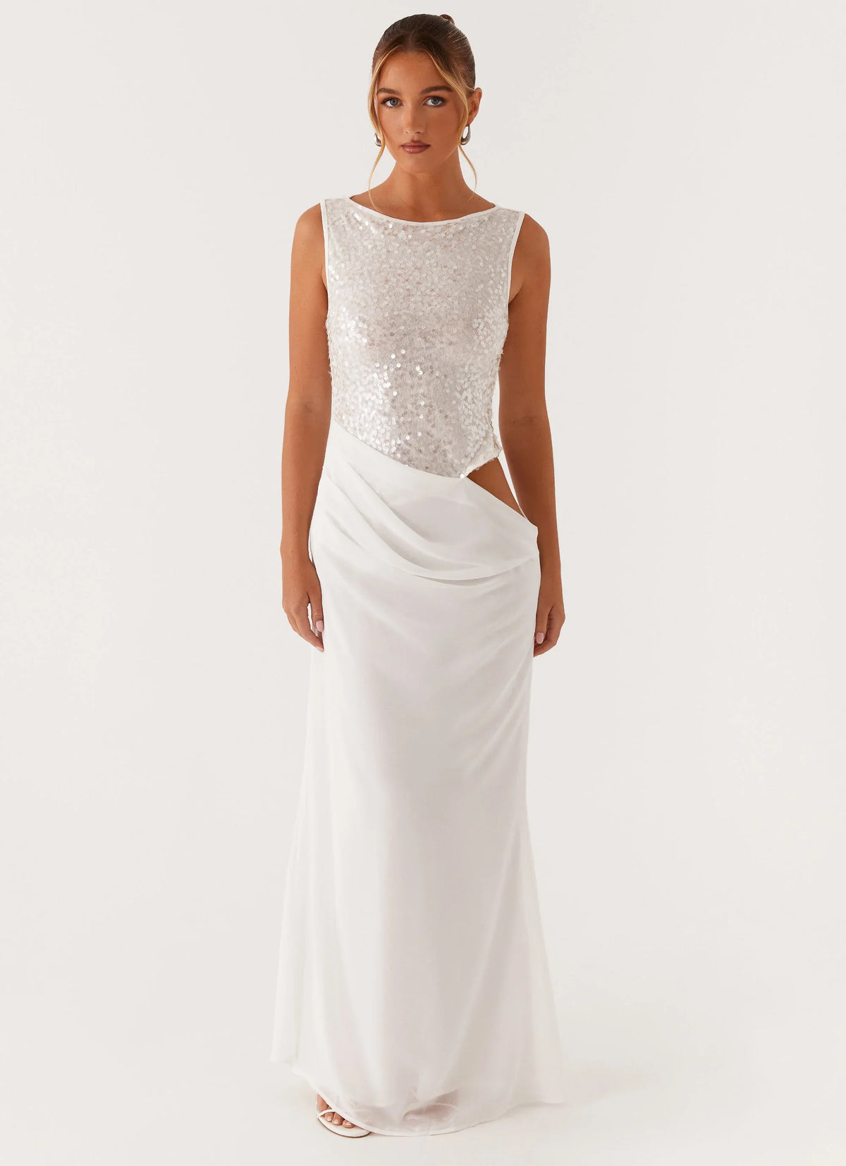 Above Ground Sequin Maxi Dress White