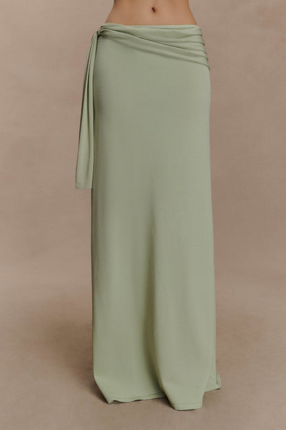 Bowie Low Rise Knit Maxi Skirt Pastel Green
