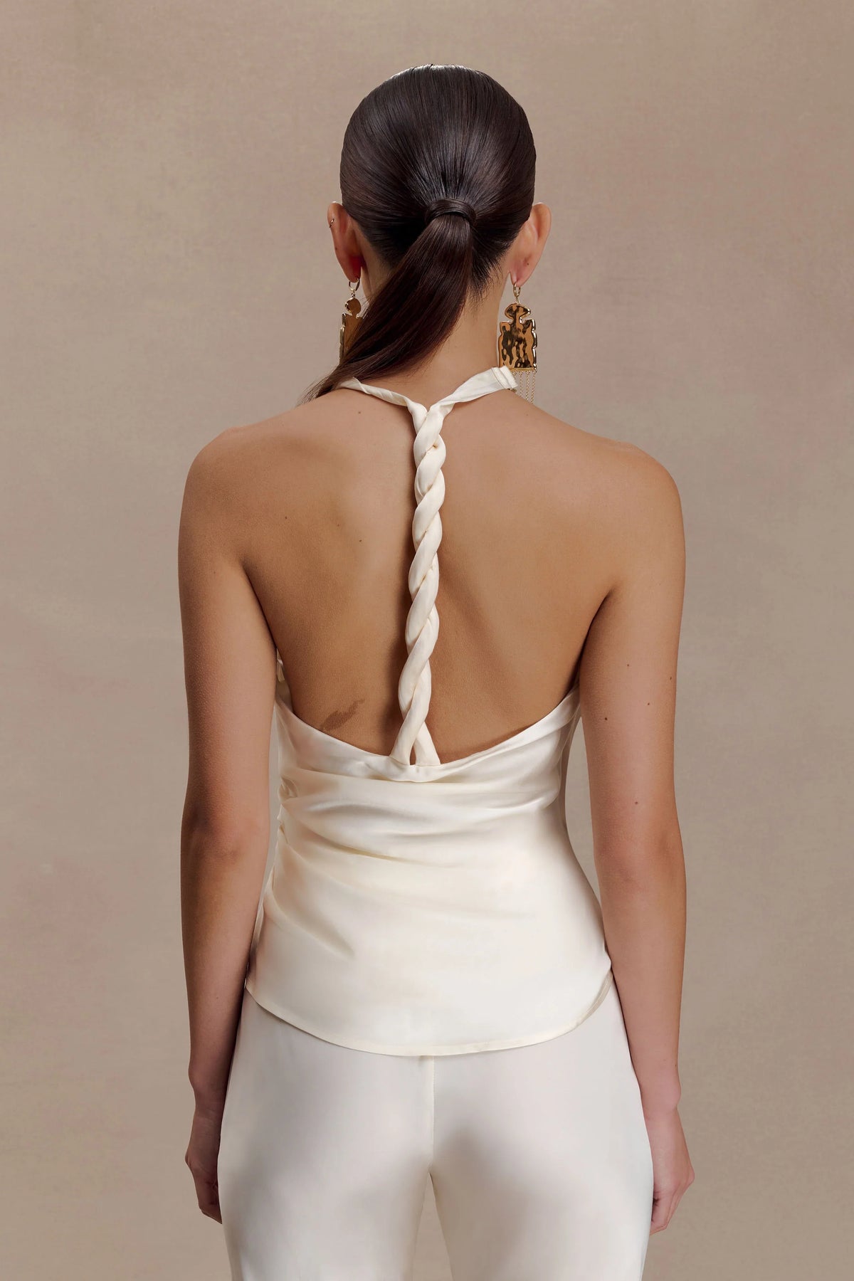 Bianca Satin Halter Top Ivory