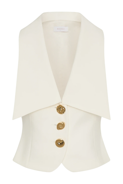 Alix Mixed Button Vest Ivory