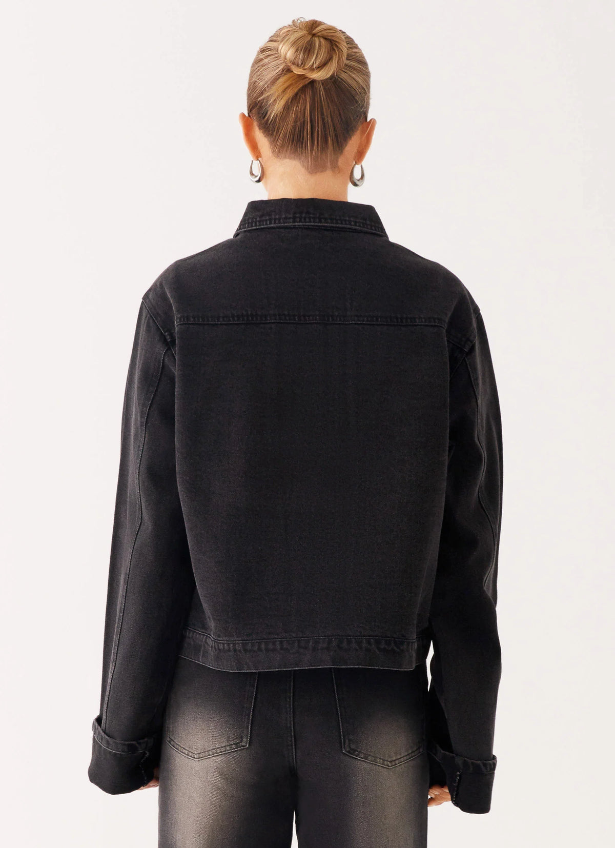 Back Again Oversized Denim Jacket Charcoal Wash