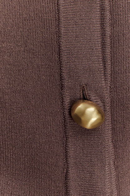 Amanda Statement Button Knit Cardigan Cacao Brown