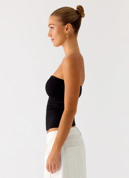 Adrienna Strapless Top Black