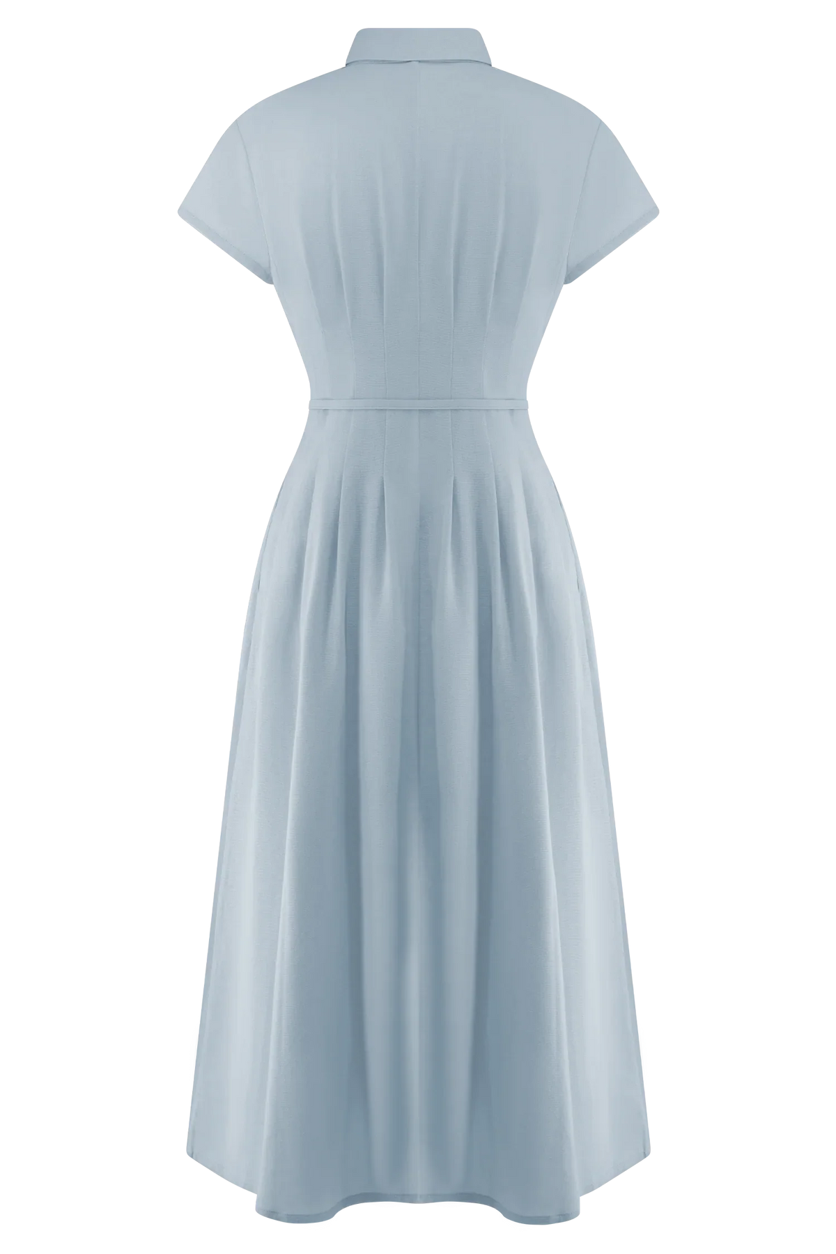 Aysha Buttoned Linen Midi Dress Cornflower Blue
