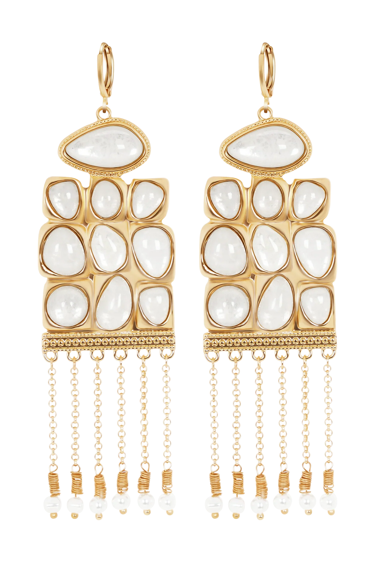 Annika Horizontal Resin Drop Earrings Gold