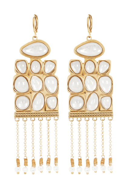 Annika Horizontal Resin Drop Earrings Gold