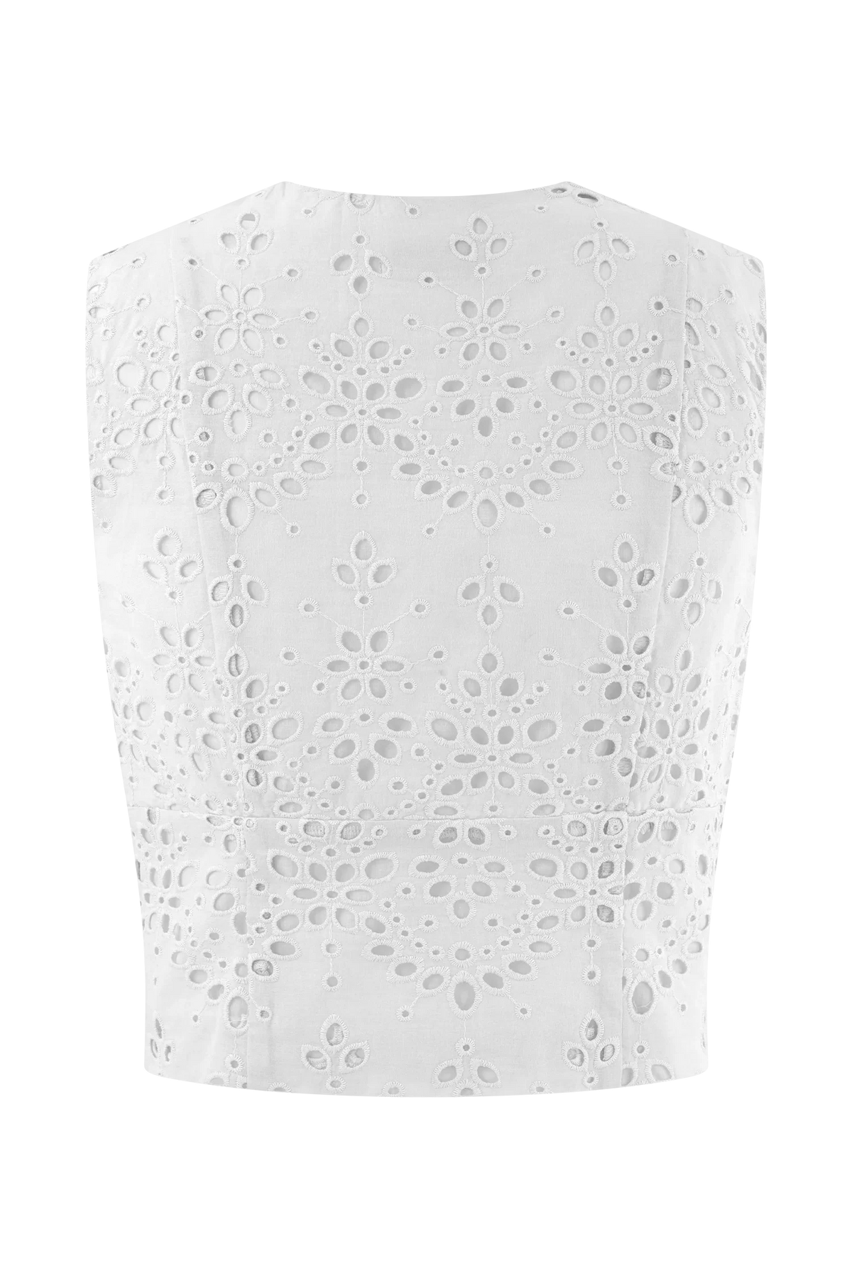 Arla Sleeveless Broderie Top White