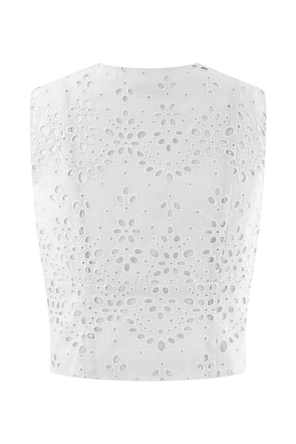 Arla Sleeveless Broderie Top White