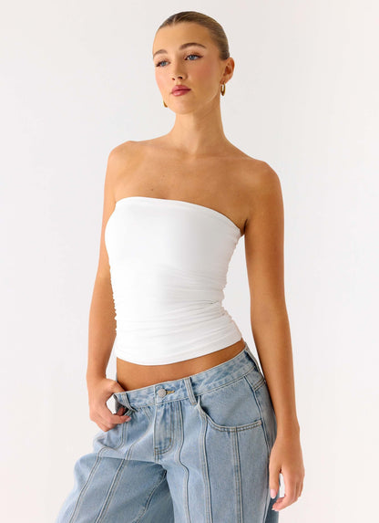 Adrienna Strapless Top White