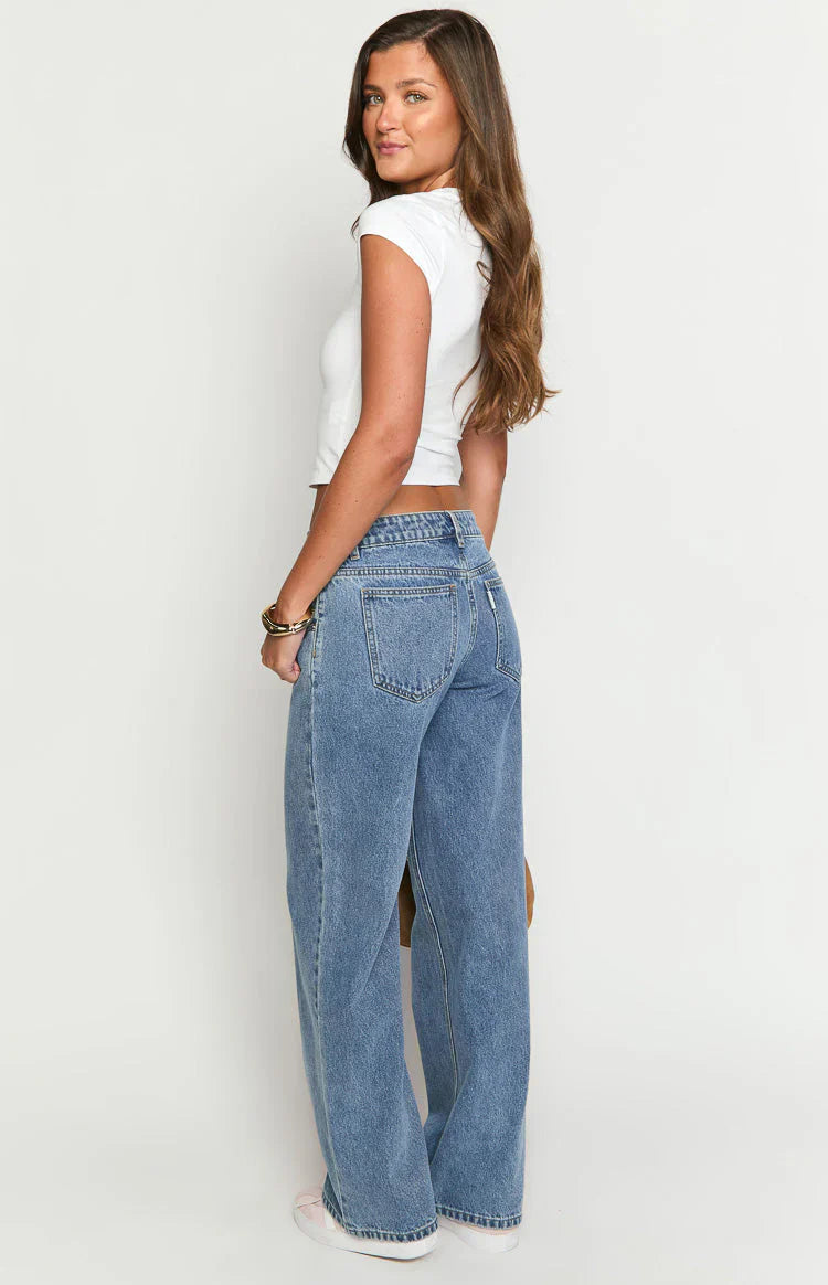 Beau Mid Wash Tie Waist Denim Jeans