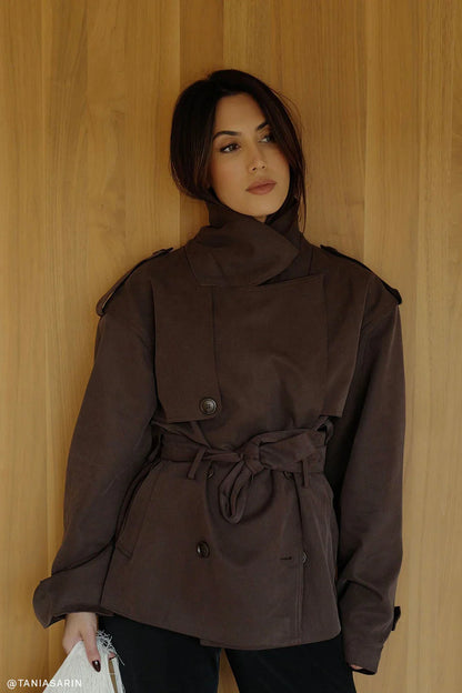 Alden Short Trench Jacket Chocolate