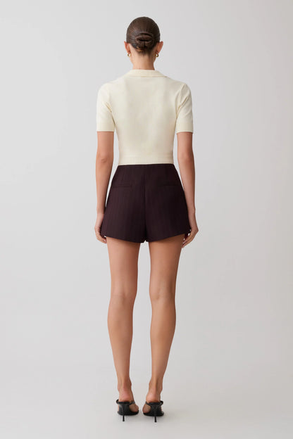 Agatha Suiting Shorts Plum Pinstripe