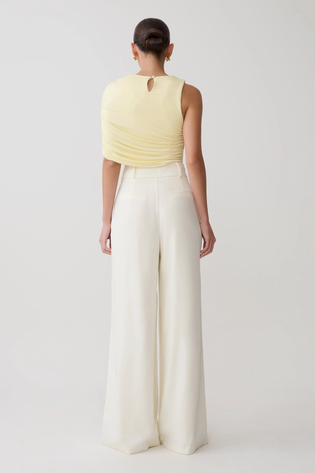 Adrienne One Shoulder Slinky Top Lemon