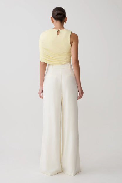 Adrienne One Shoulder Slinky Top Lemon