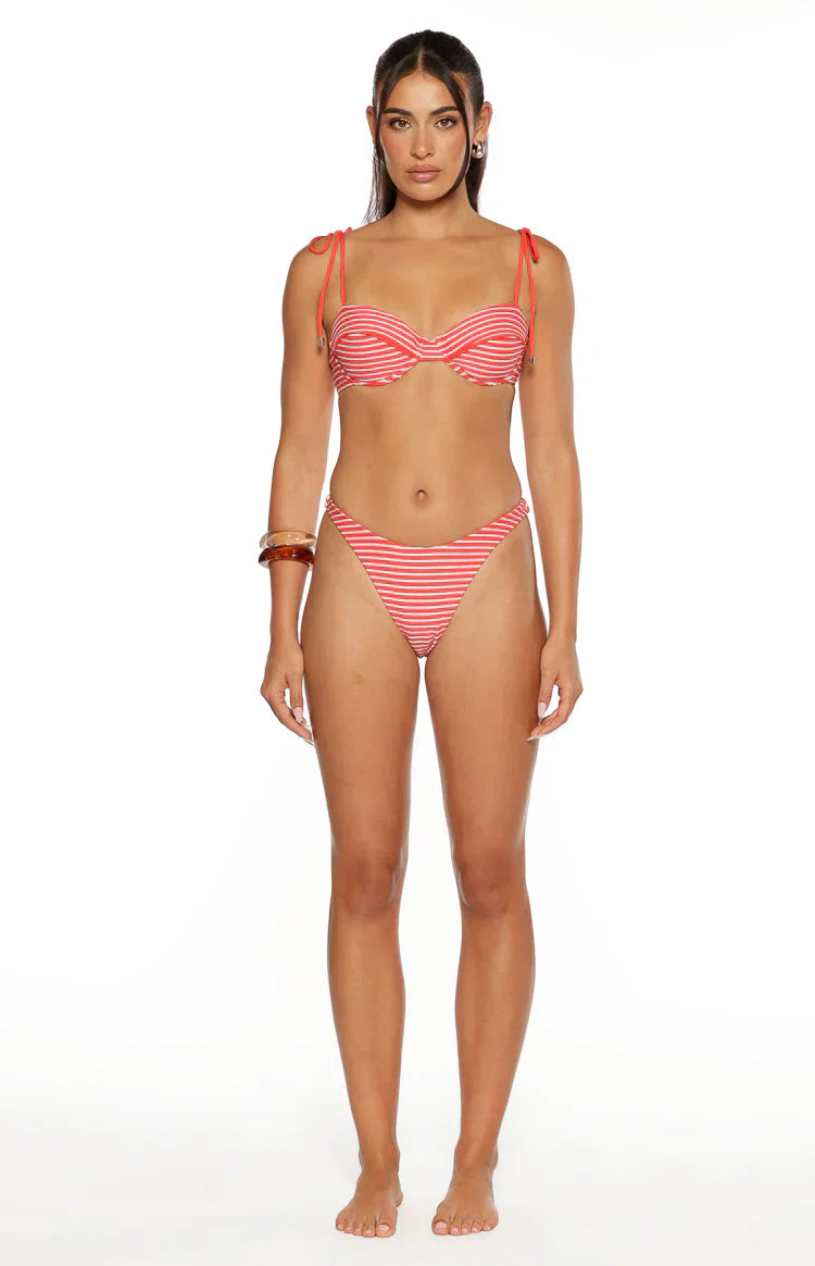 90 Swim Bianca Red Stripe Bikini Top