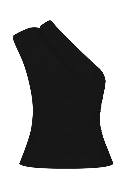 Anna One Shoulder Modal Top Black