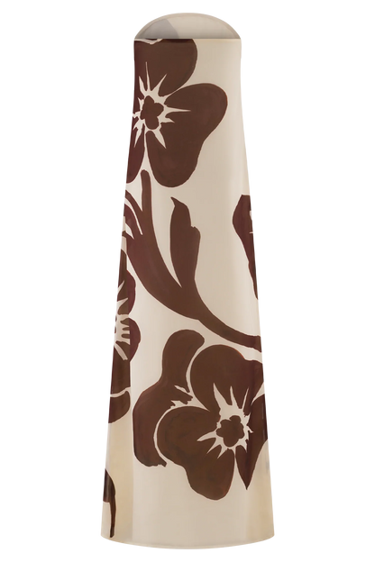 Amaya Strapless Chiffon Maxi Dress Brown Deco Fleur Print