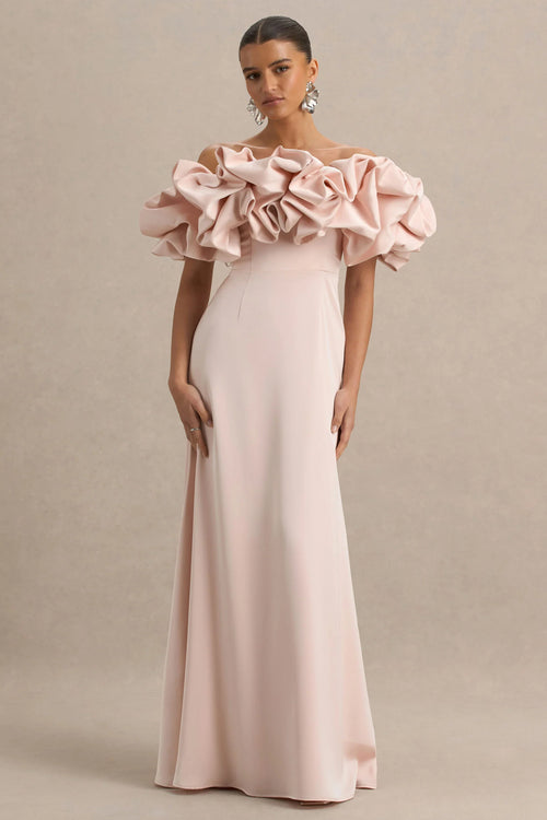 Allie Pale Pink Puff Bardot Maxi Dress