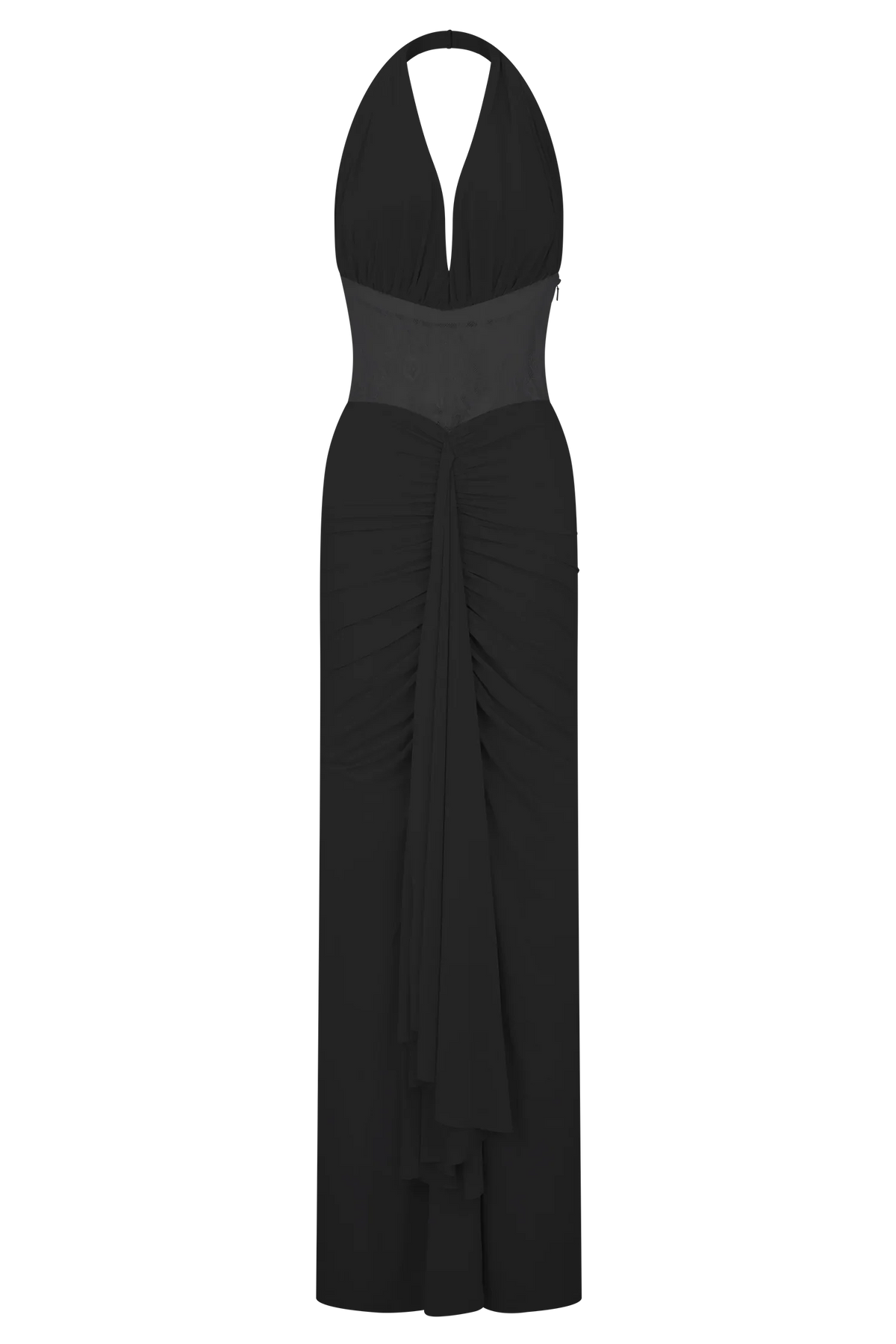 Bonnie Slinky And Lace Maxi Dress Black