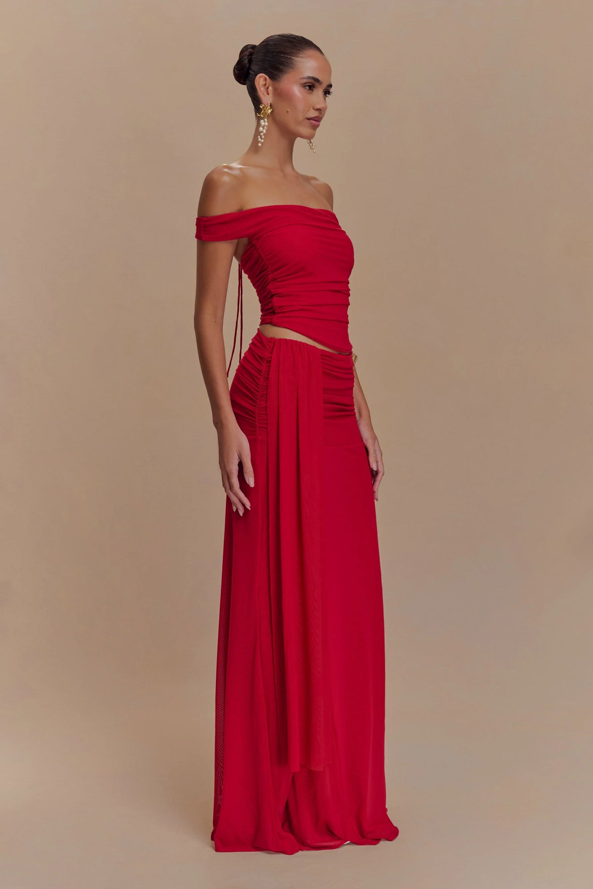 Arna Mesh Maxi Skirt Ruby