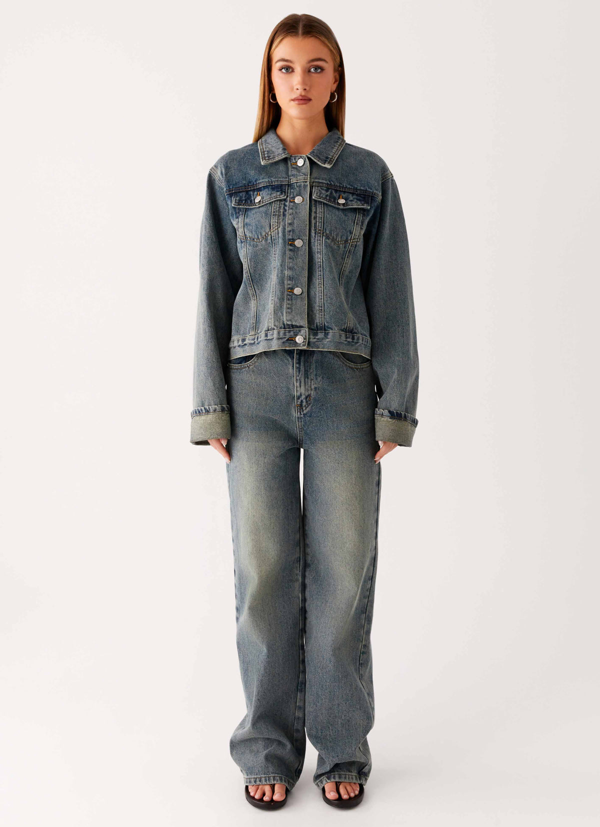 Back Again Oversized Denim Jacket Dirty Wash
