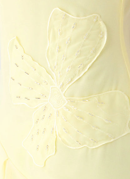 Aysha Beaded Flower Midi Dress Yellow