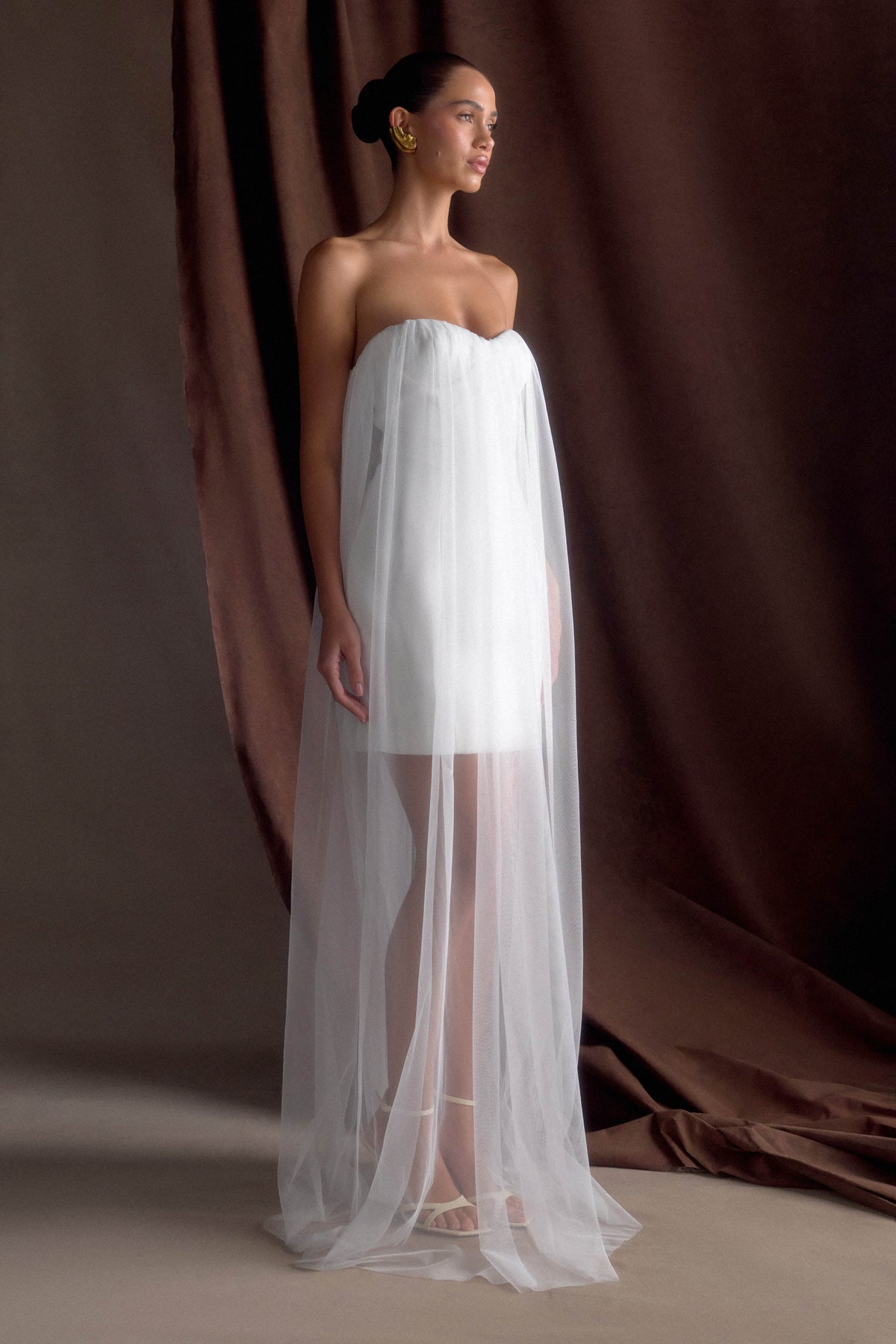 Bettany Chiffon Strapless Maxi Dress White