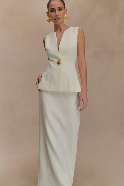 Angelie Suiting Maxi Skirt Ivory