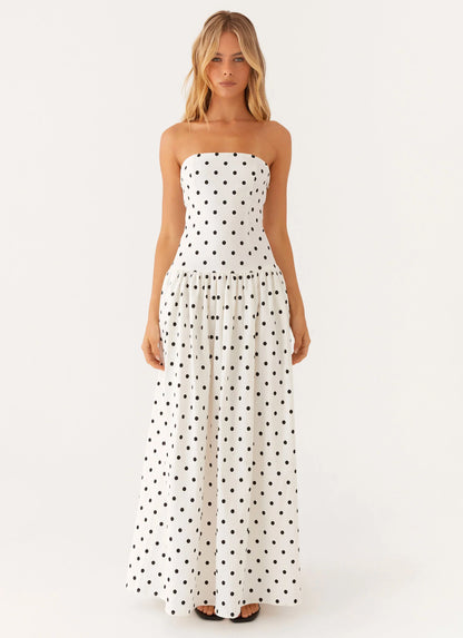 Andorra Maxi Dress White Polkadot