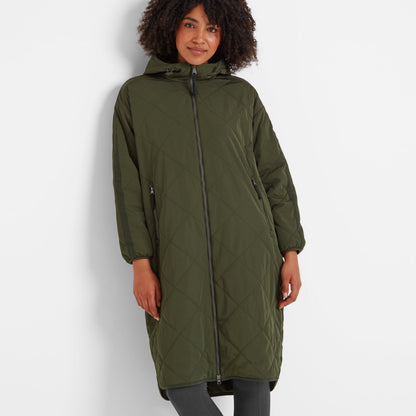 Banton Womens Oversized Shower Resistant Insulated Jacket - Dark Green