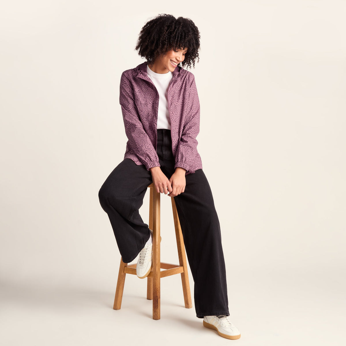 Craven Womens Waterproof Packaway Jacket - Black/Raspberry Wiggle Print