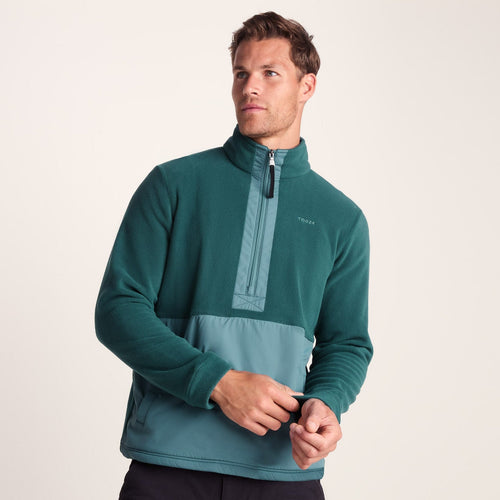 Dowson Mens Relaxed Fit Microfleece Zip Neck - Hydro Blue/Dark Turquoise