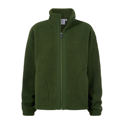 Emilie Womens Relaxed Fit Sherpa Fleece - Olive Green