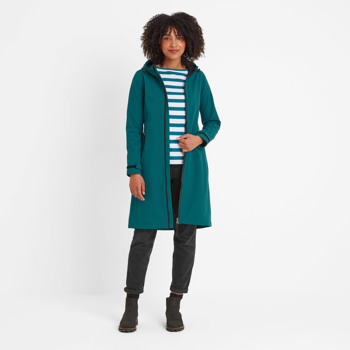 Enya Womens Longline Waterproof Softshell Jacket - Deep Teal