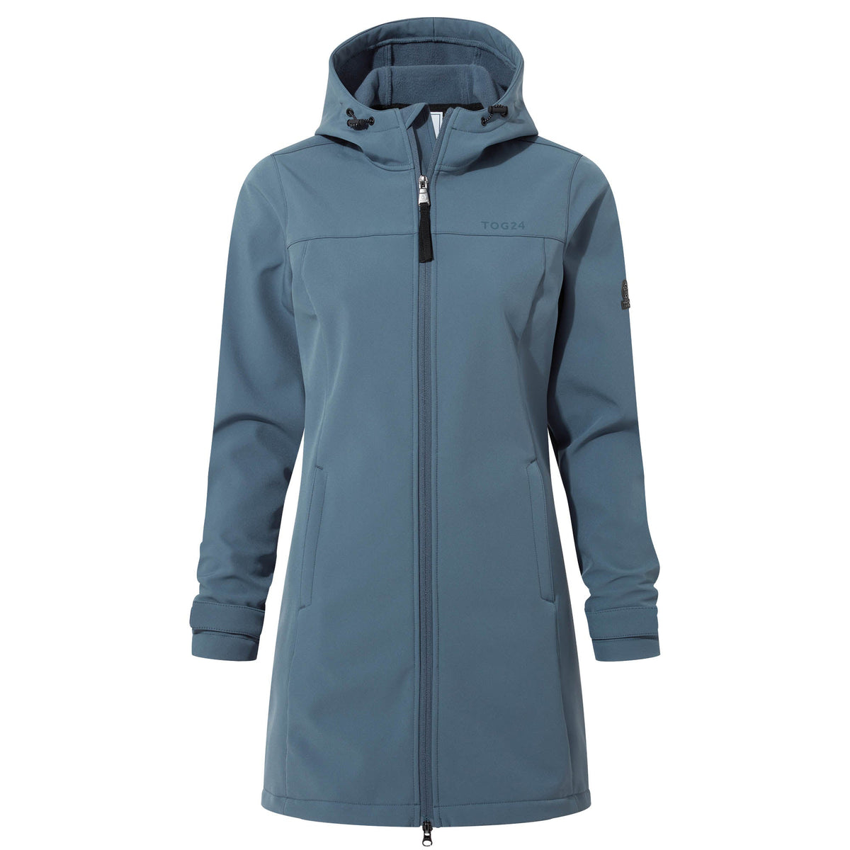 Keld Womens Long Shower Resistant Hooded Softshell Jacket - Blue Stone