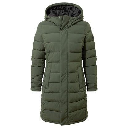 Kirkham Womens Long Shower Resistant Insulated Jacket - Dark Green