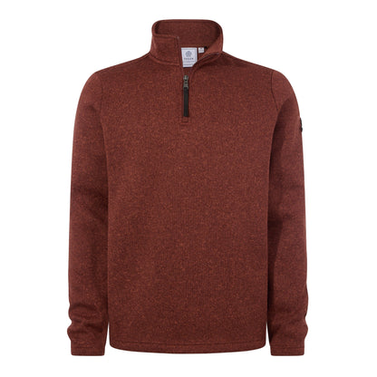 Pearson Mens Knitlook Quarter Zip Fleece - Burnt Caramel