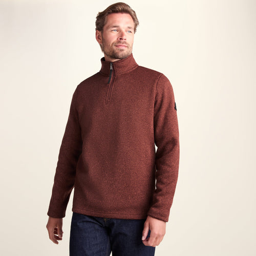 Pearson Mens Knitlook Quarter Zip Fleece - Burnt Caramel