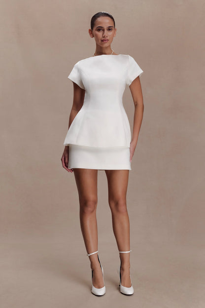 Adeline Satin Mini Skirt White