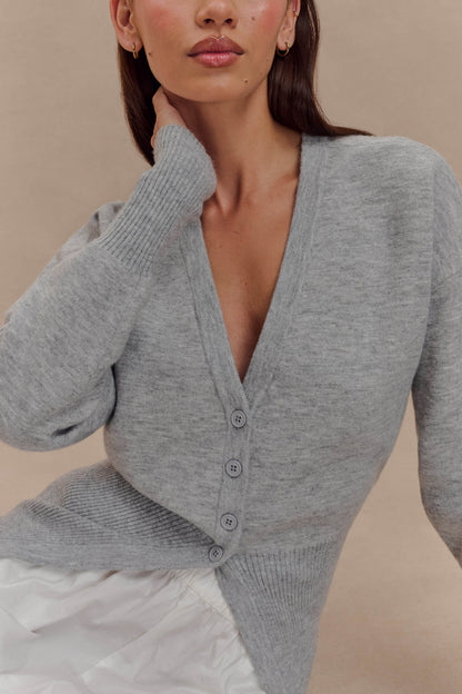 Alexia Buttoned Oversized Cardigan Grey Marle