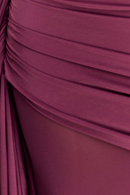 Asher Slinky One Shoulder Maxi Dress Neutral Plum