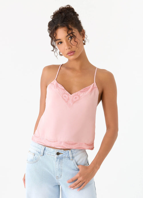 Avania Beaded Top Pink