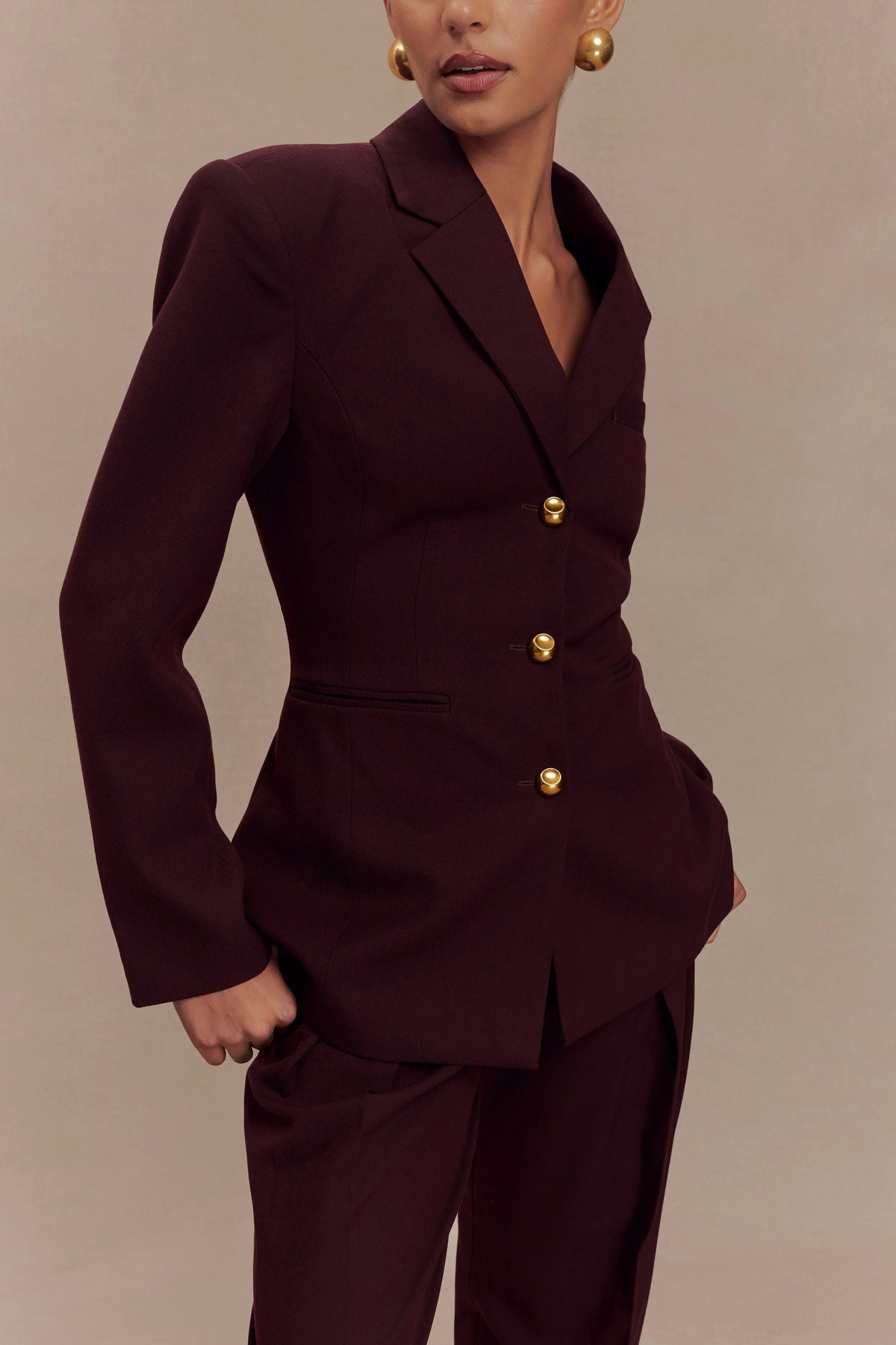 Bellamy Cinched Blazer Mahogany