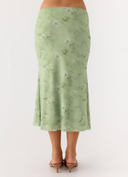 Bahama Low Rise Midi Skirt Blurred Lime