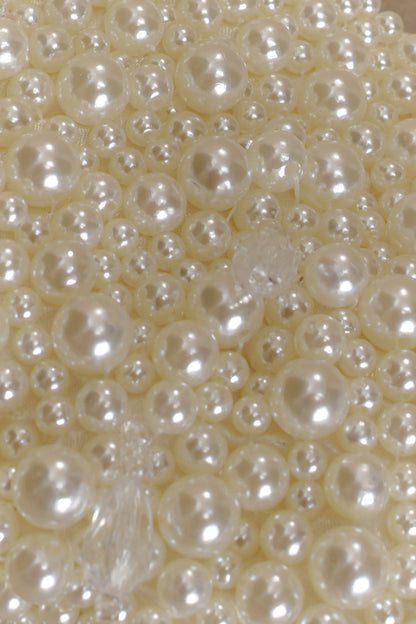 Amara Pearl Teardrop Beaded Bag White